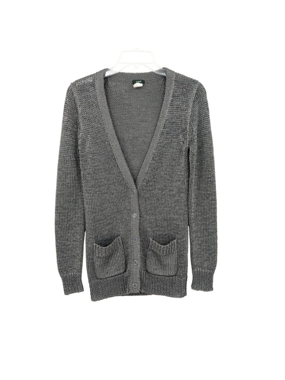 J Crew Open Chunky Knit Cardigan Longline Metallic Academia Coastal Office Small